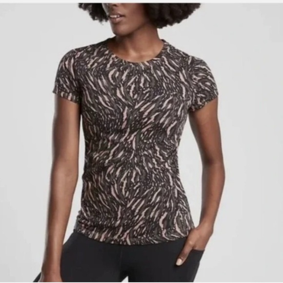 Athleta Tops - Athleta Abstract daily Short Sleeve Tee  XS Black and Pink